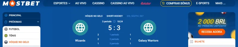 Partida de hóquei ao vivo