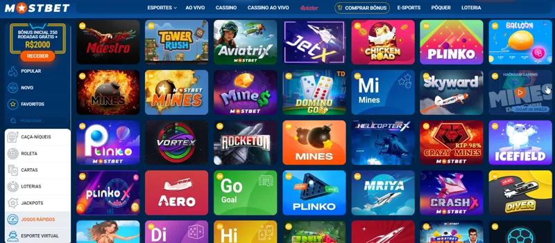 Jogos rápidos no cassino online MostBet