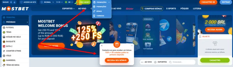 Promoções e bônus para clientes MostBet