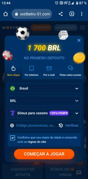 Inscrever-se na Mostbet por meio de um aplicativo